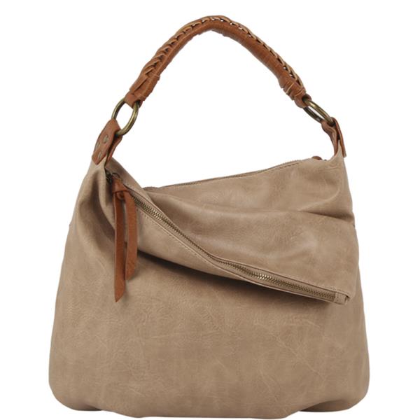 FASHION ZIPPER DESIGN SHOULDER HOBO BAG