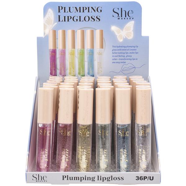 SHE MAKEUP PLUMPING LIPGLOSS (36 UNITS)