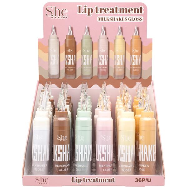 SHE MAKEUP MILKSHAKE LIP TREATMENT GLOSS (36 UNITS)