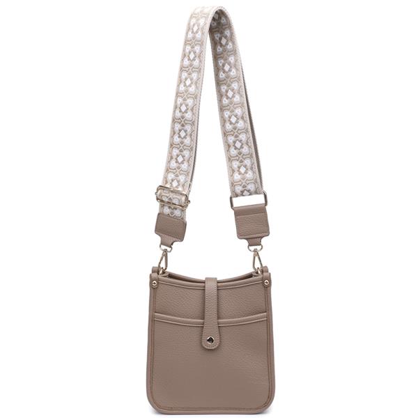 PLAIN BUTTON LOOP EMBROIDERED STRAP ASHLEY CROSSBODY BAG