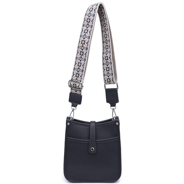 PLAIN BUTTON LOOP EMBROIDERED STRAP ASHLEY CROSSBODY BAG