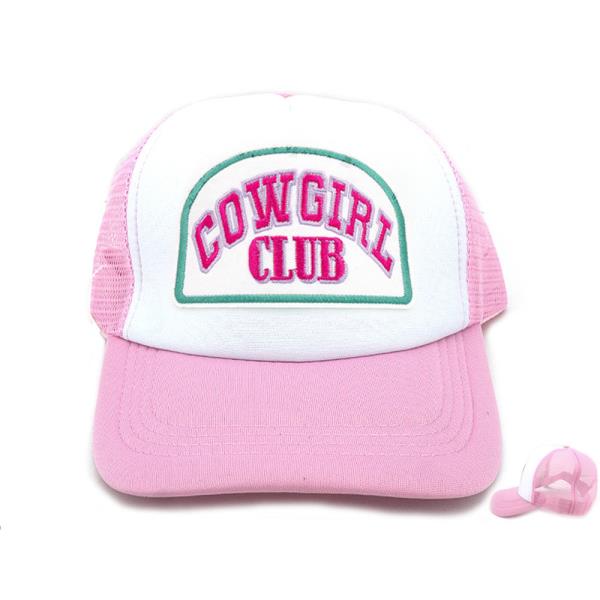 COWGIRL CLUB EMRBOIDERED PATCH TRUCKER MESH CAP