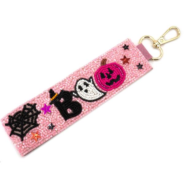 SEED BEAD HALLOWEEN BOO KEYCHAIN