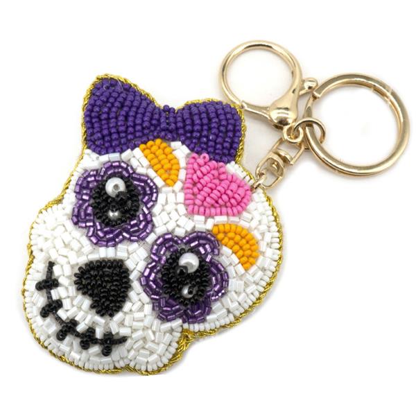 SEED BEAD SUGAR SKULL KEYCHAIN