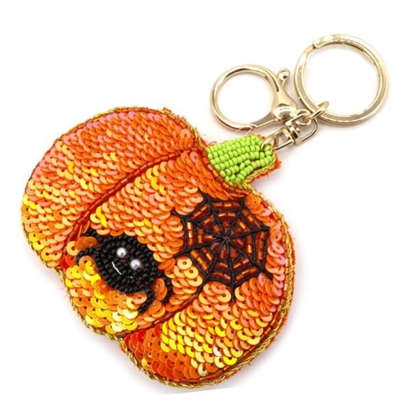 SEQUIN PUMPKIN KEYCHAIN