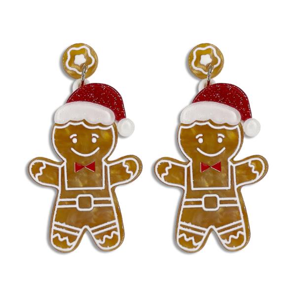 CHRISTMAS GINGERBREAD MAN DANGLE EARRING