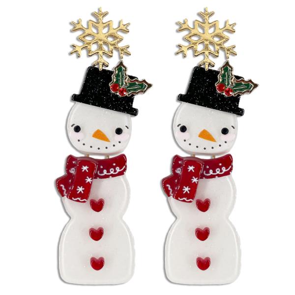 CHRISTMAS SNOWMAN DANGLE EARRING