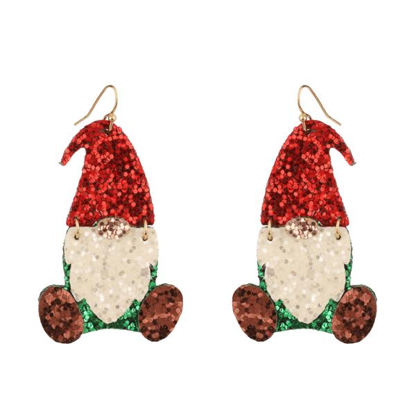 CHRISTMAS GLITTER SANTA DANGLE EARRING