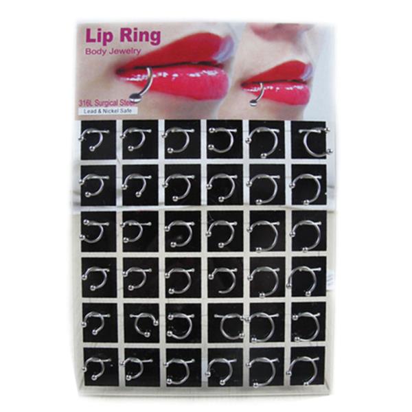 SILVER METAL LIP PIERCING (36 UNITS)