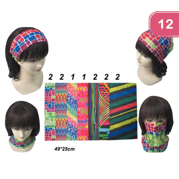 MULTI FUNCTION UNISEX LOOP SCARF BANDANA HAIR (12 UNITS)