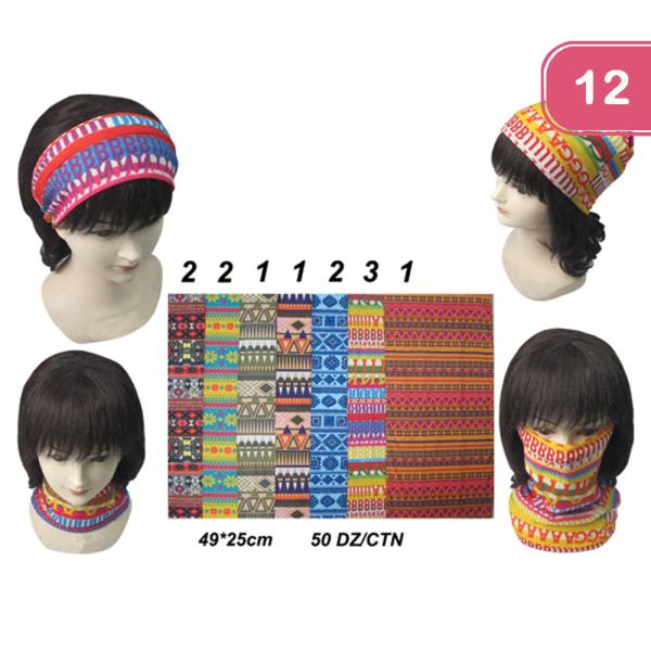 MULTI FUNCTION UNISEX LOOP SCARF BANDANA HAIR (12 UNITS)