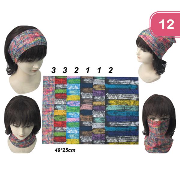 MULTI PRINT FUNCTION UNISEX LOOP SCARF BANDANA HAIR (12 UNITS)