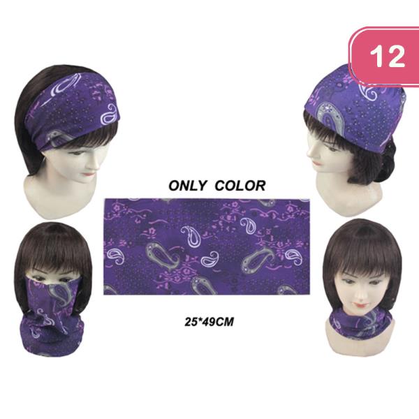 PAISLEY MULTI FUNCTION UNISEX LOOP SCARF BANDANA HAIR (12 UNITS)