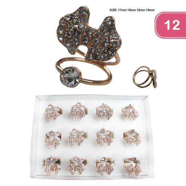 RHINESTONE BOW RING ( 12 UNITS )