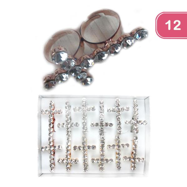 CROSS RHINESTONE RING ( 12 UNITS )