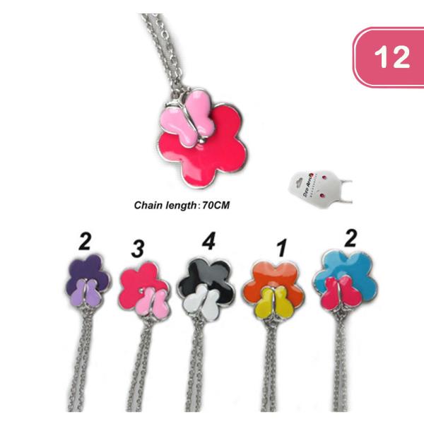 FLOWER BUTTERFLY NECKLACE EARRING SET ( 12 UNITS )