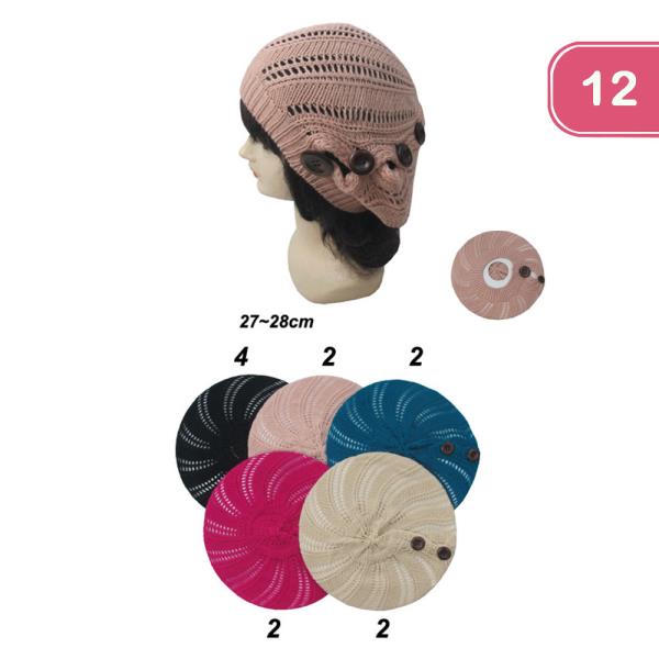 KNIT BERET HAT (12 UNITS)