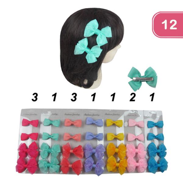 PASTEL HAIR BOW PINS (12 UNITS)