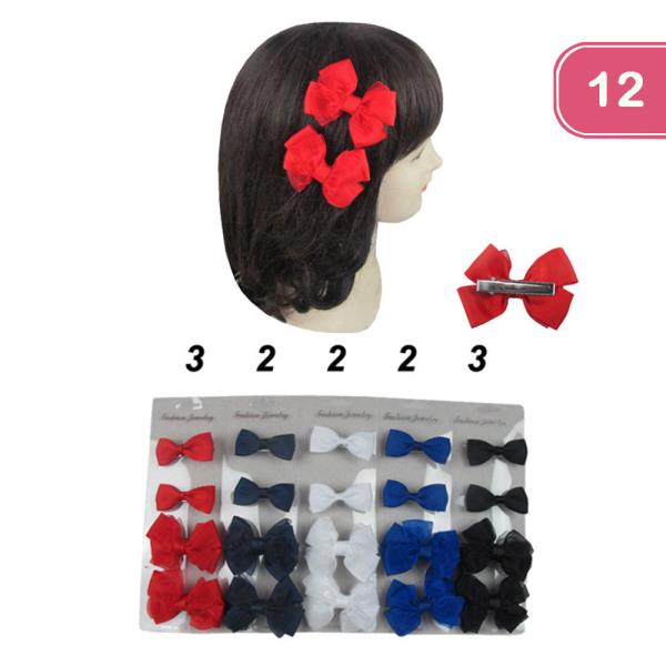 HAIR BOW PINS (12 UNITS)