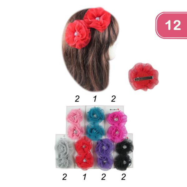 TULLE FLOWER HAIR PINS (12 UNITS)