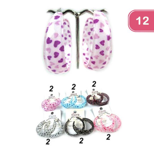 HEART PLASTIC HOOP EARRING (12 UNITS)