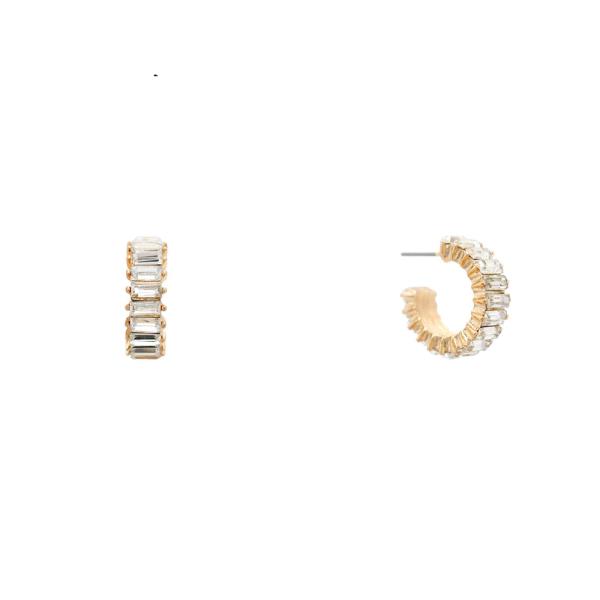 BAGUETTE RHINESTONE HOOP EARRING
