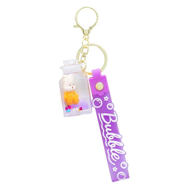 CUTE FLOATING BEAR BUBBLE BOTTLE BAG CHARM KEY CHAIN W STRAP