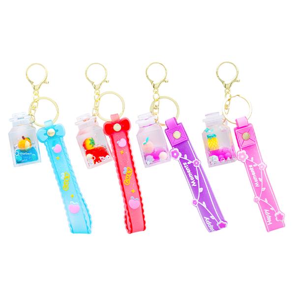 TROPICAL FRUIT FLOATING BUBBLE BAG CHARM KEY CHAIN W STRAP