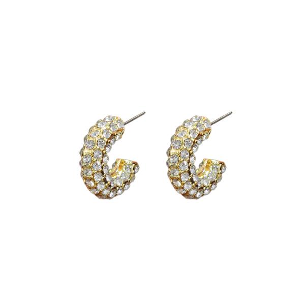 STONE PAVE POST HOOP EARRING