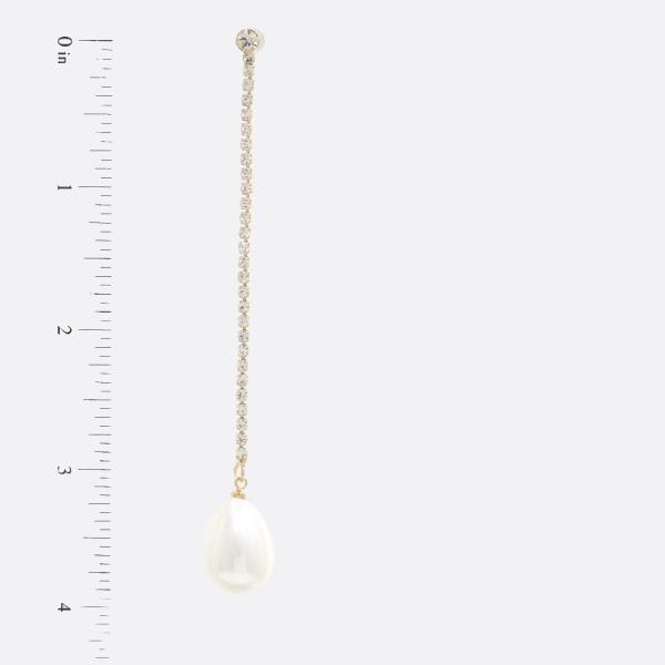 RHINESTONE TEARDROP PEARL EARRING