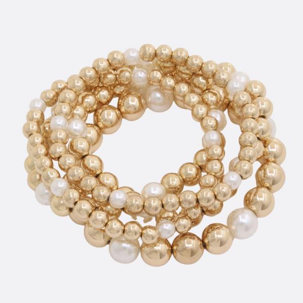 PEARL BALL BEAD BRACELET SET