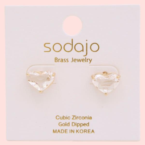 SODAJO HEART SHAPE CZ GOLD DIPPED EARRING