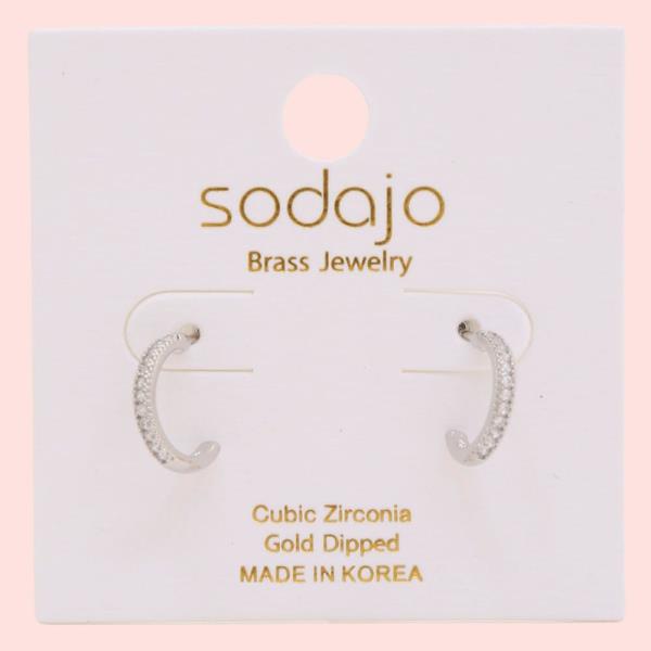 SODAJO DAINTY CZ OPEN HOOP GOLD DIPPED EARRING