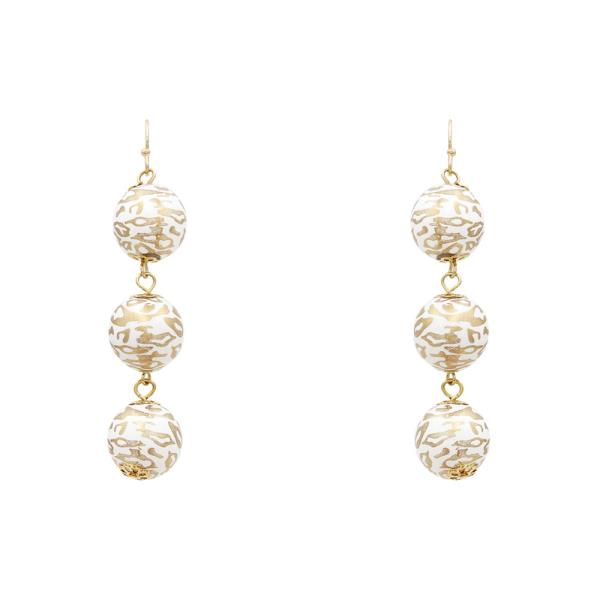 LEOPARD PRINT EMBELLISHED BEAD TIERED ORNAMENT DROP EARRING