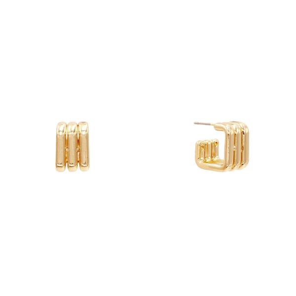 SQUARE OPEN C HOOP EARRING