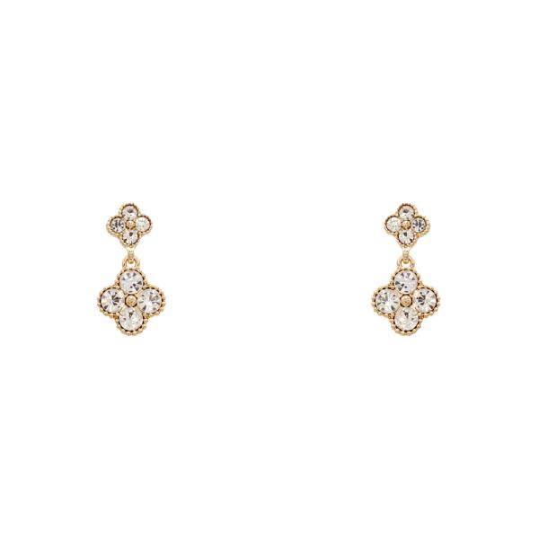 RHINESTONE CLOVER DANGLE EARRING