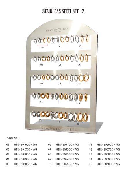 STAINLESS STEEL HOOP EARRING SET WITH DISPLAY