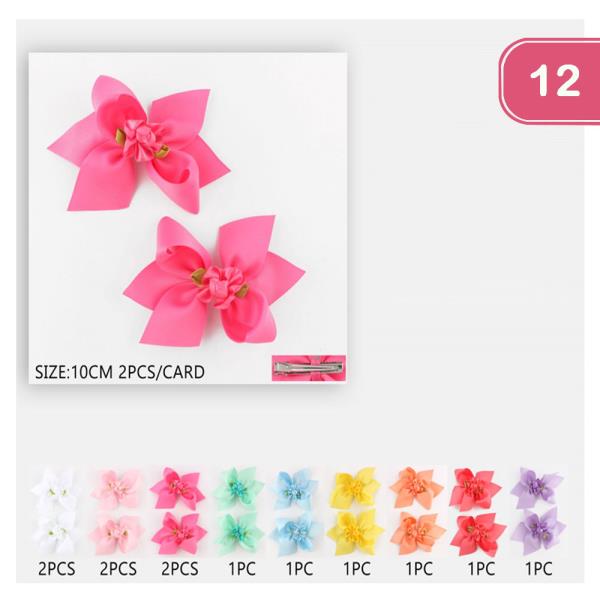 FLOWER HAIR BOW PIN (12 UNITS)