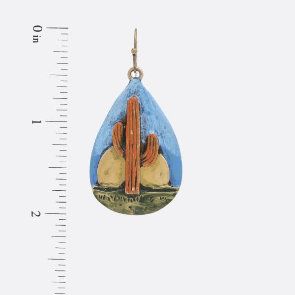 WESTERN STYLE CACTUS PRINT TEARDROP DANGLE EARRING