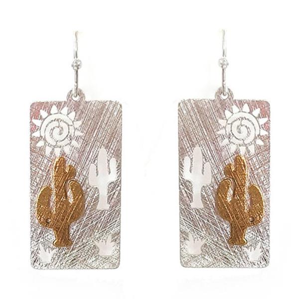 WESTERN STYLE CACTUS RECTANGLE EARRING