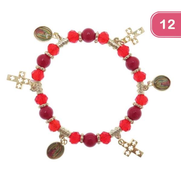 RELIGIOUS CHARM BEADED BRACELET (12 UNITS)