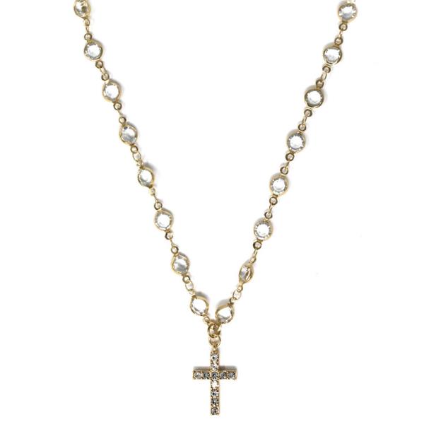 CLEAR STONE CROSS PENDANT NECKLACE