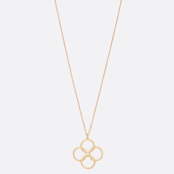 FLOWER ROUND PENDANT METAL NECKLACE