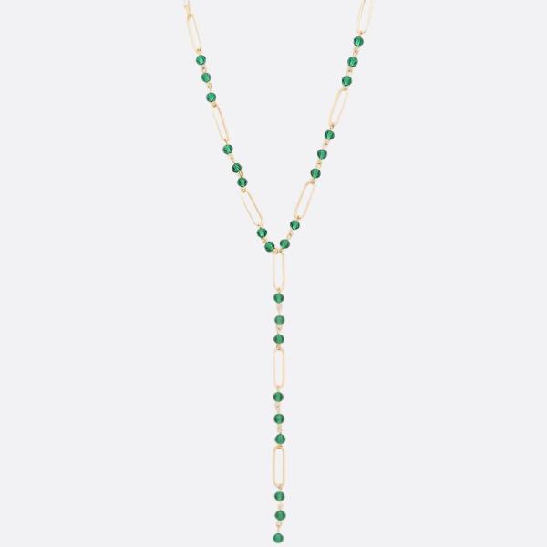 LONG OVAL BEADED Y SHAPE NECKLACE