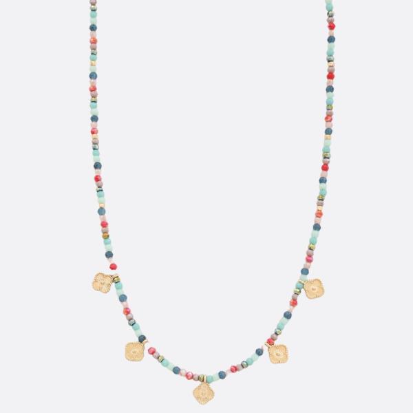 DAINTY CLOVER CHARM BEADED NECKLACE