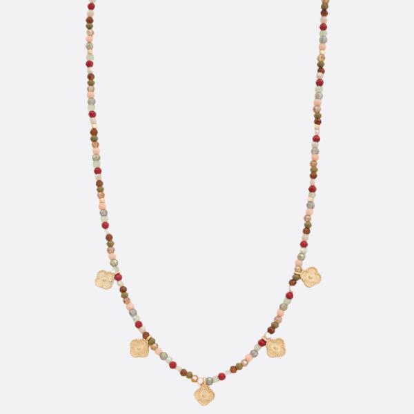 DAINTY CLOVER CHARM BEADED NECKLACE