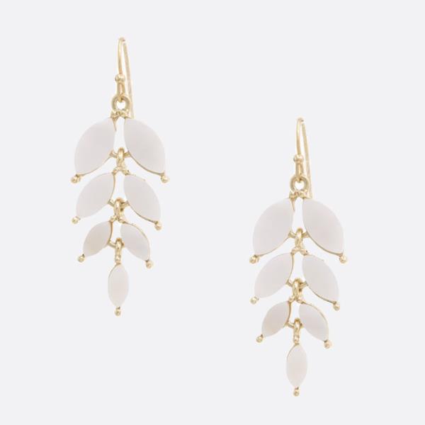 MOTHER OF PEARL LEAF SHAPE DANGLE EARRING