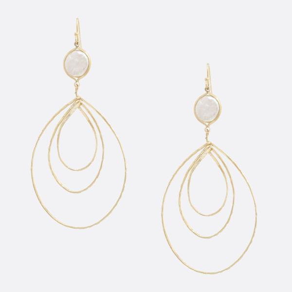 TRIPLE TEARDROP ROUND PEARL DANGLE EARRING