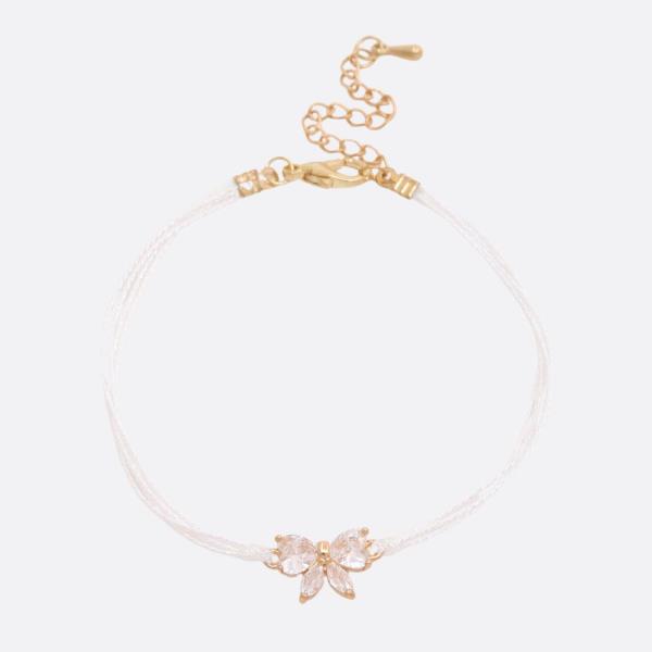 RHINESTONE BOW RIBBON CHARM BRACELET