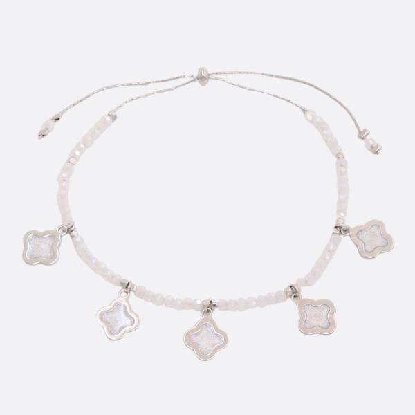 CLOVER CHARM BEADED SLIDE BRACELET